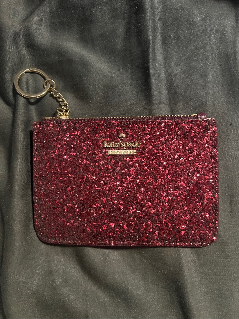 kate spade glitter wristlet pouch - burgundy